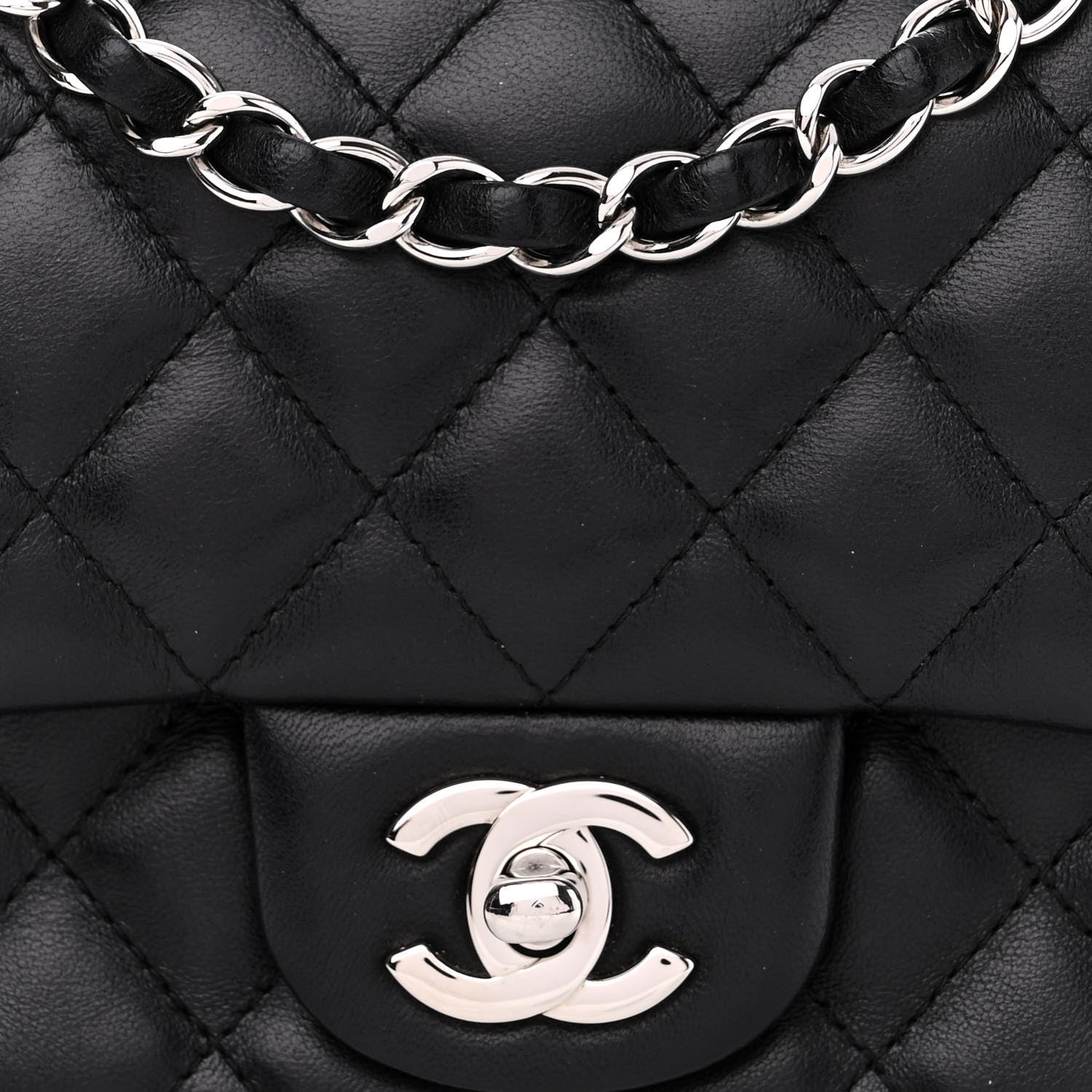 Chanel Lambskin Quilted Mini Square Flap Black 8 of 10