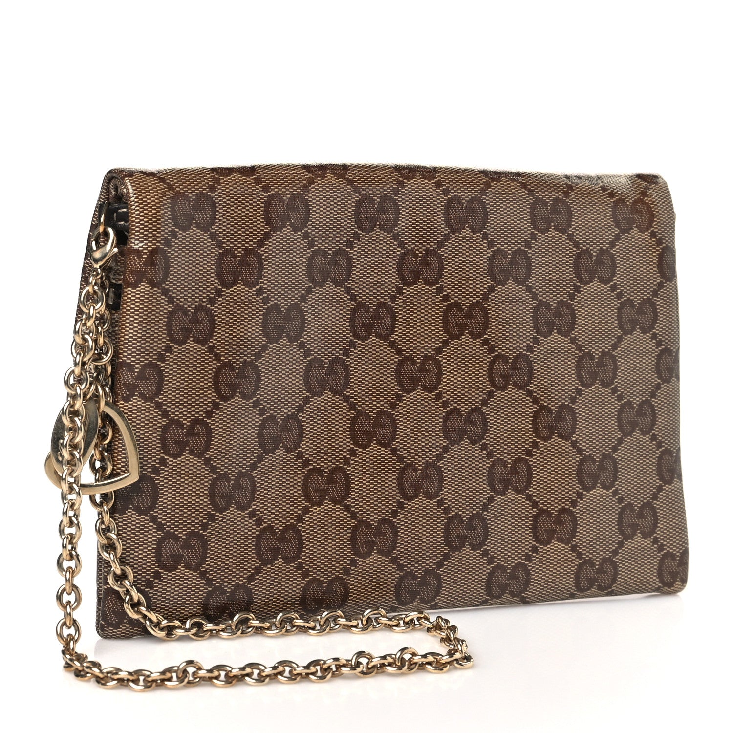 Gucci Crystal Monogram Wallet On Chain Beige Dark Brown 3 of 9