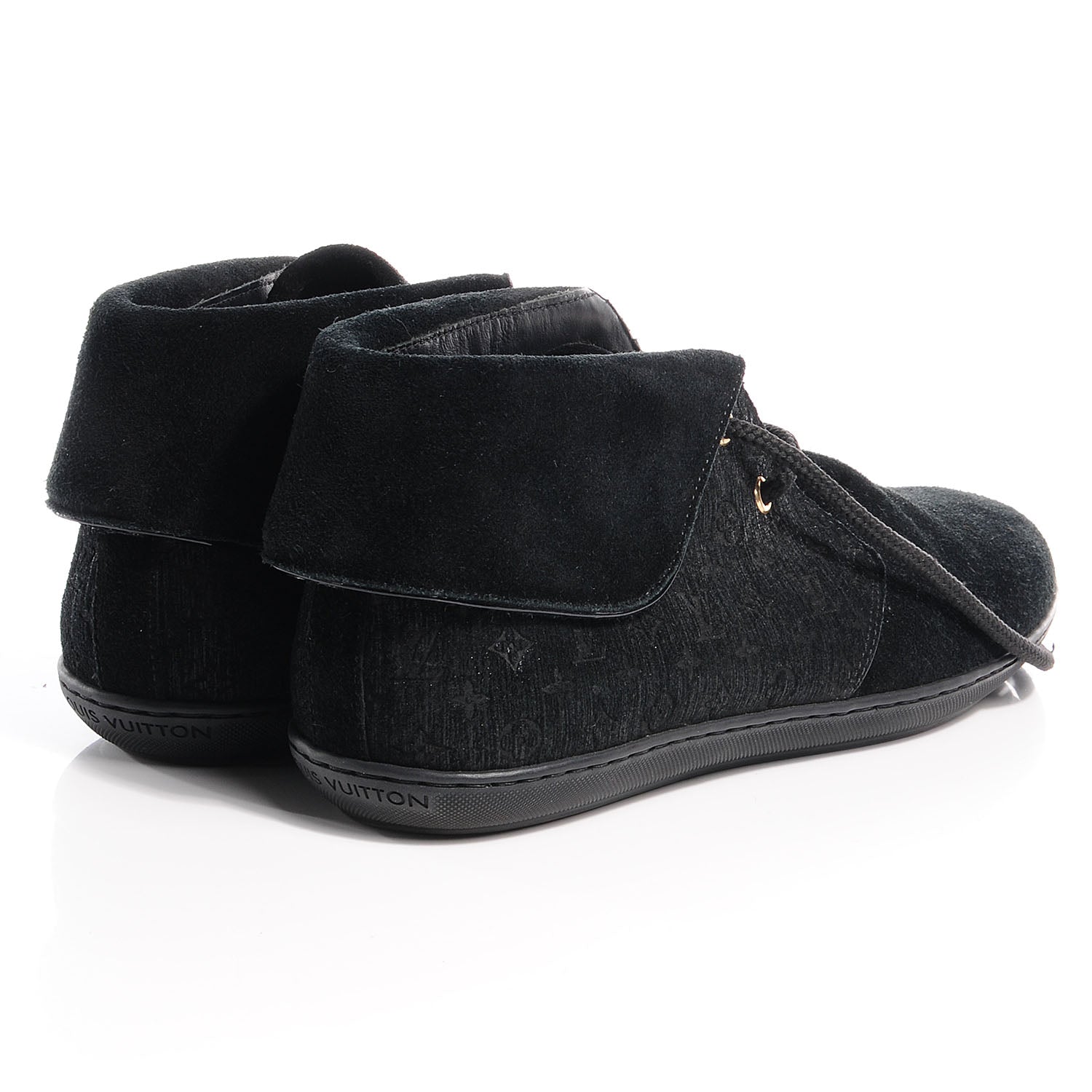 Louis Vuitton Suede Fold Over Sneakers 37 Black 4 of 8