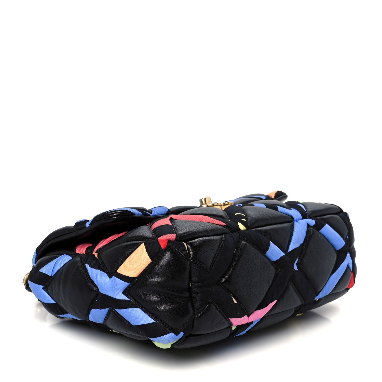Chanel Lambskin Printed Fabric Medium Chanel 19 Flap Black