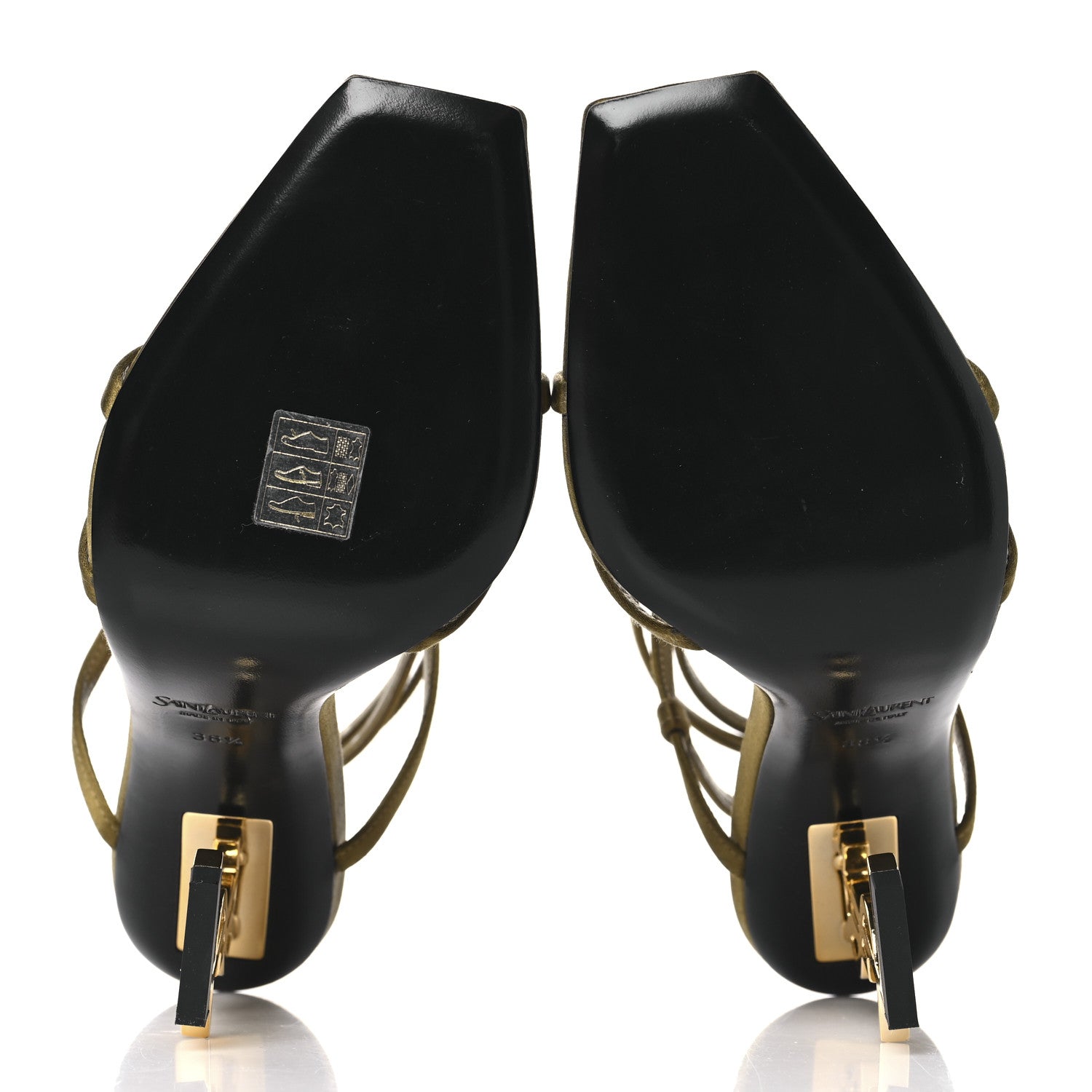 Saint Laurent Crepe Satin Opyum 110 Sandals 38.5 Cuba Gold 6 of 9