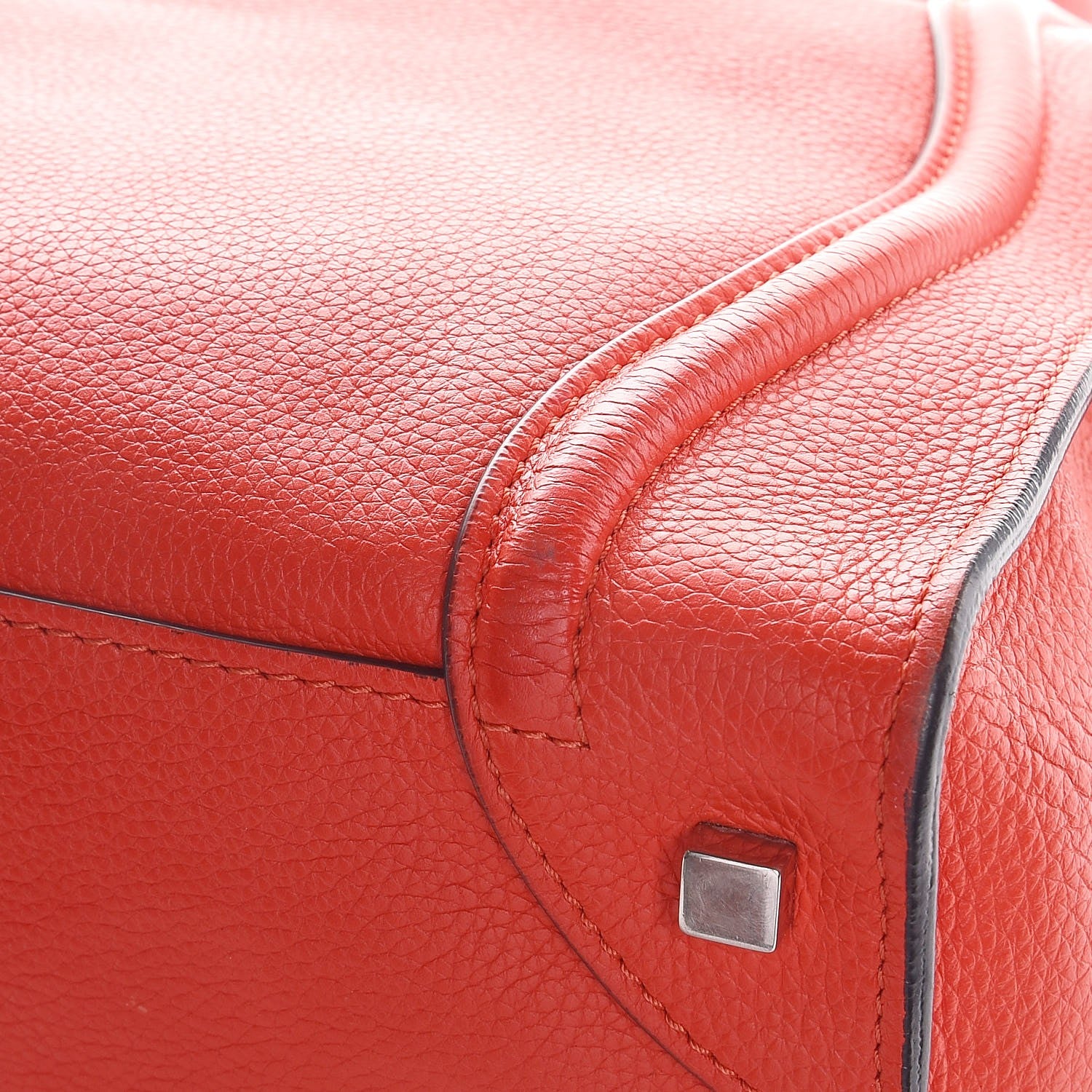 Celine Drummed Calfskin Mini Luggage Vermillion 12 of 12