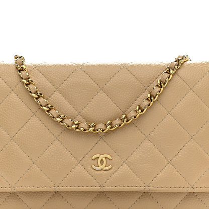 Chanel Caviar Quilted Wallet On Chain WOC Beige 9 of 15