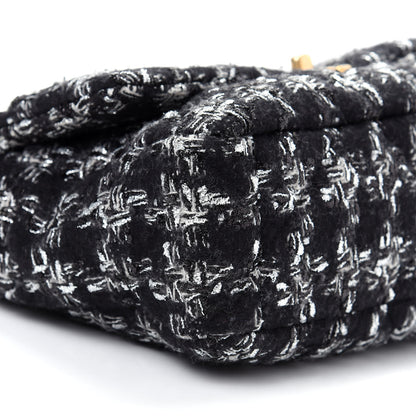 Chanel Tweed Quilted Large Chanel 19 Flap Black Silver Ecru 6 of 9