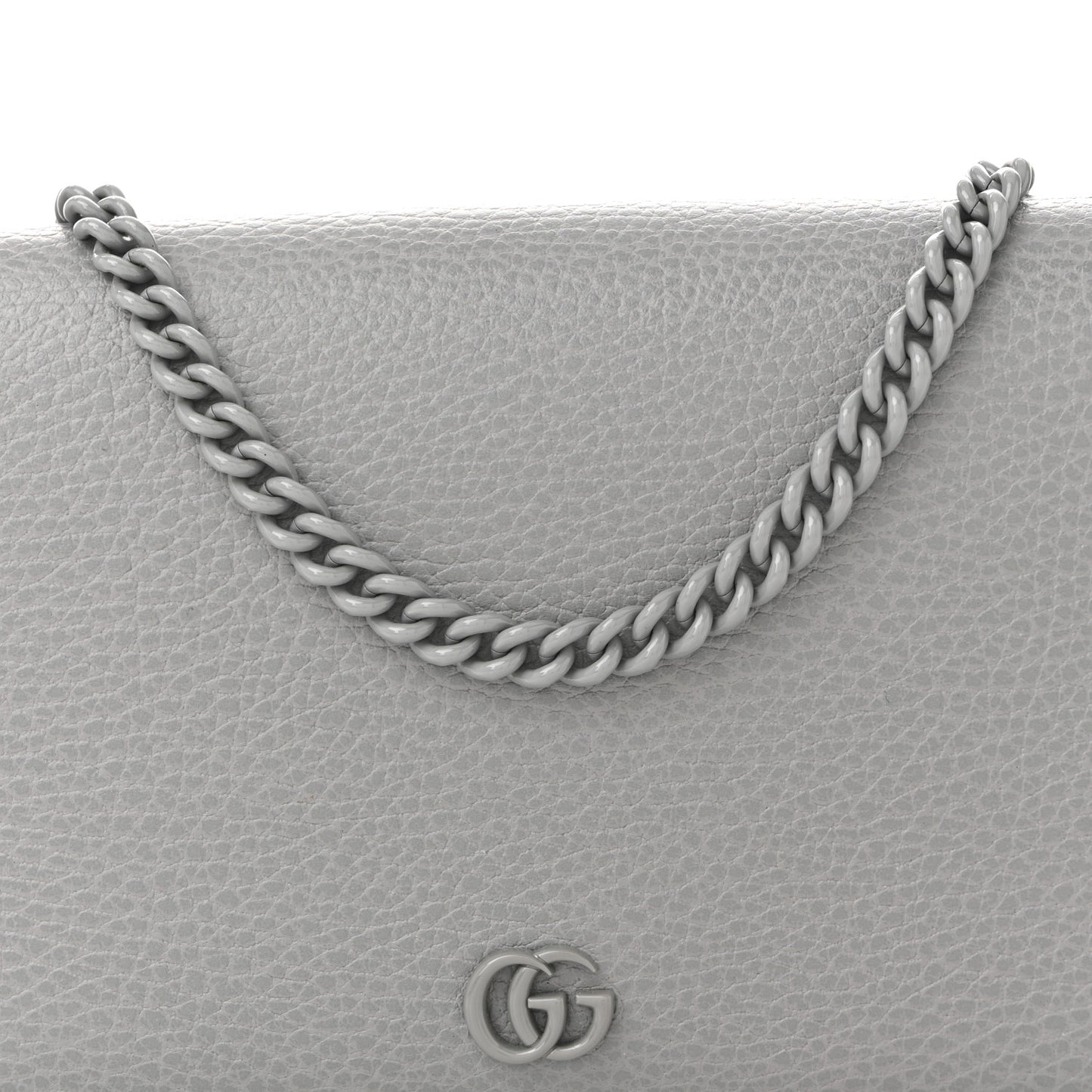 Dollar Calfskin Enamel Monochrome Mini GG Marmont Chain Wallet Deep Grey