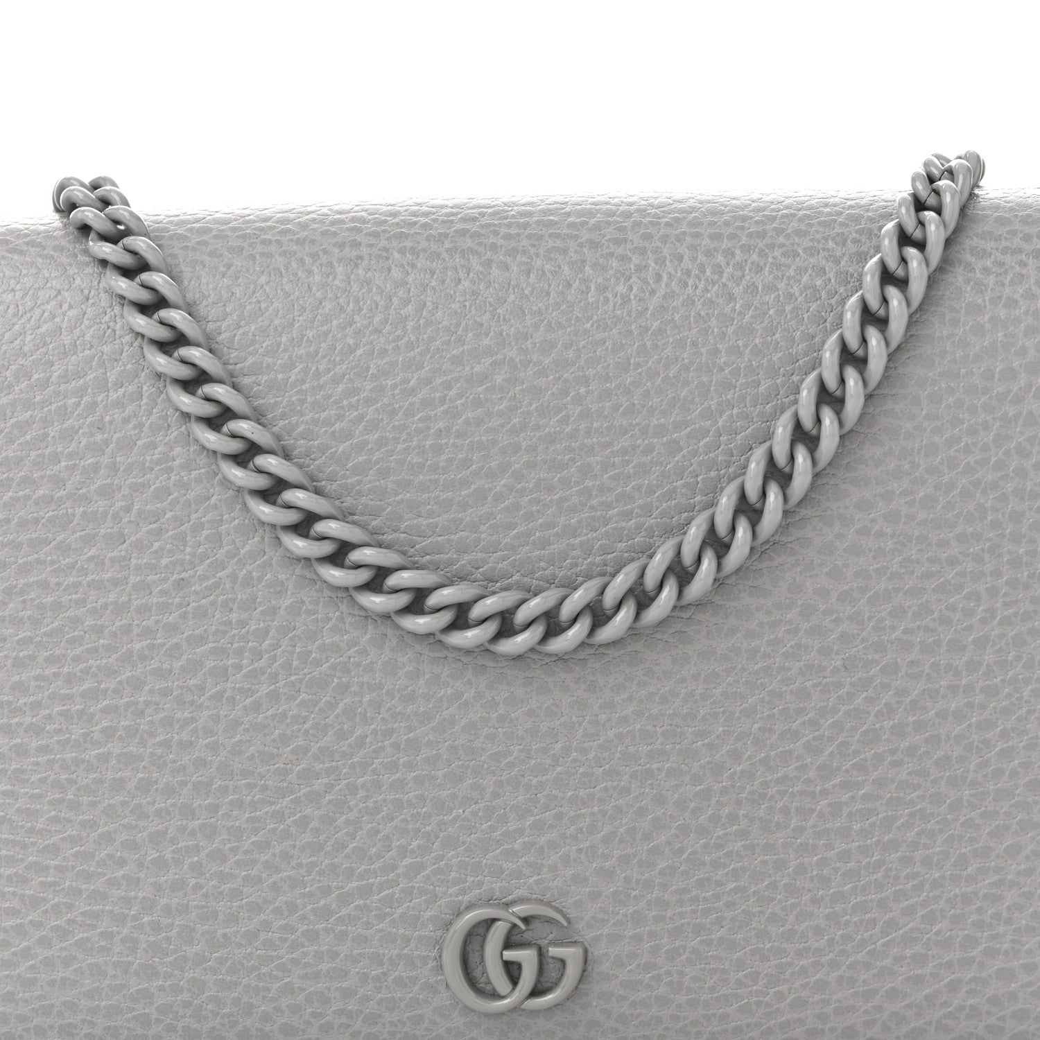 Gucci Dollar Calfskin Enamel Monochrome Mini GG Marmont Chain Wallet Deep Grey 7 of 10