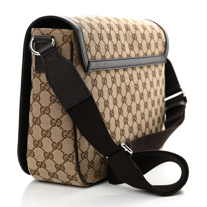 Gucci Monogram Large Flap Messenger Bag Beige Dark Brown 3 of 12