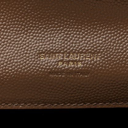 Saint Laurent Grain De Poudre Matelasse Chevron Monogram Cassandre Flap Pouch Taupe 6 of 10