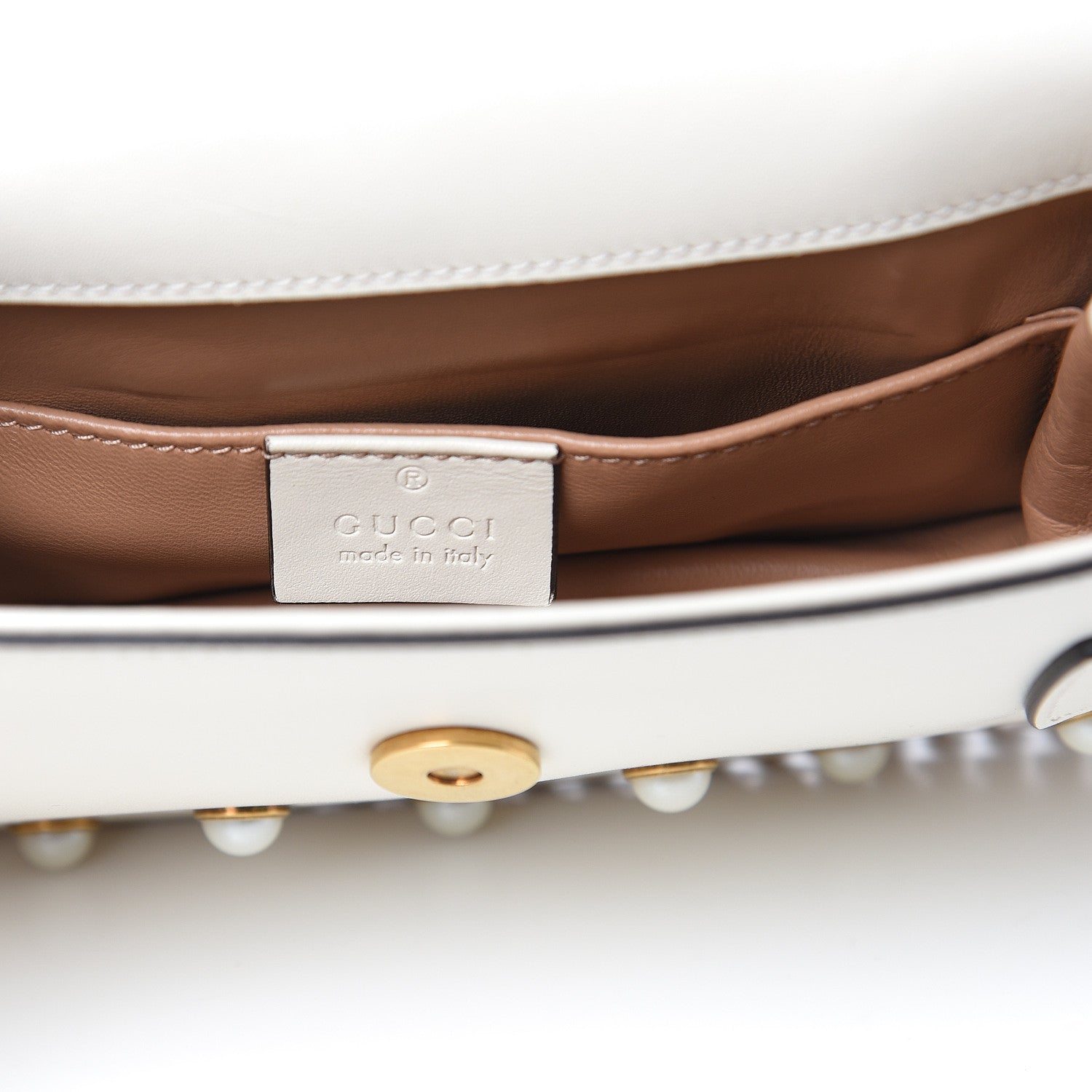 Gucci Nappa Pearl Studded Mini Queen Margaret Broadway Shoulder Bag Mystic White 6 of 9