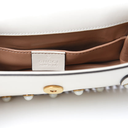 Gucci Nappa Pearl Studded Mini Queen Margaret Broadway Shoulder Bag Mystic White 6 of 9