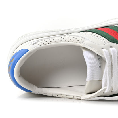 Gucci Calfskin Web Perforated Womens Platform 55mm Sneakers 37.5 White Bright Splash 8 of 9
