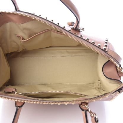 Valentino Garavani Calfskin Rockstud Top Handle Satchel Soft Noisette 5 of 14