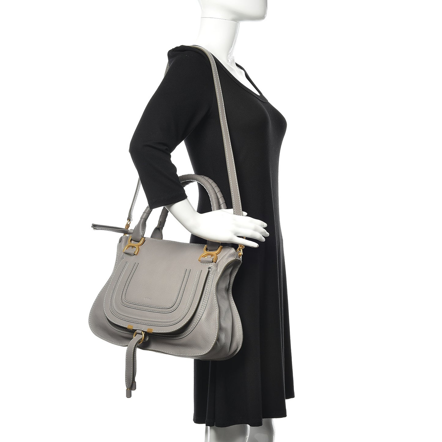 Calfskin Medium Marcie Satchel Cashmere Grey