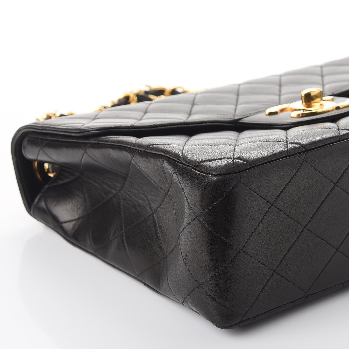 Lambskin Quilted Jumbo Single Flap Black