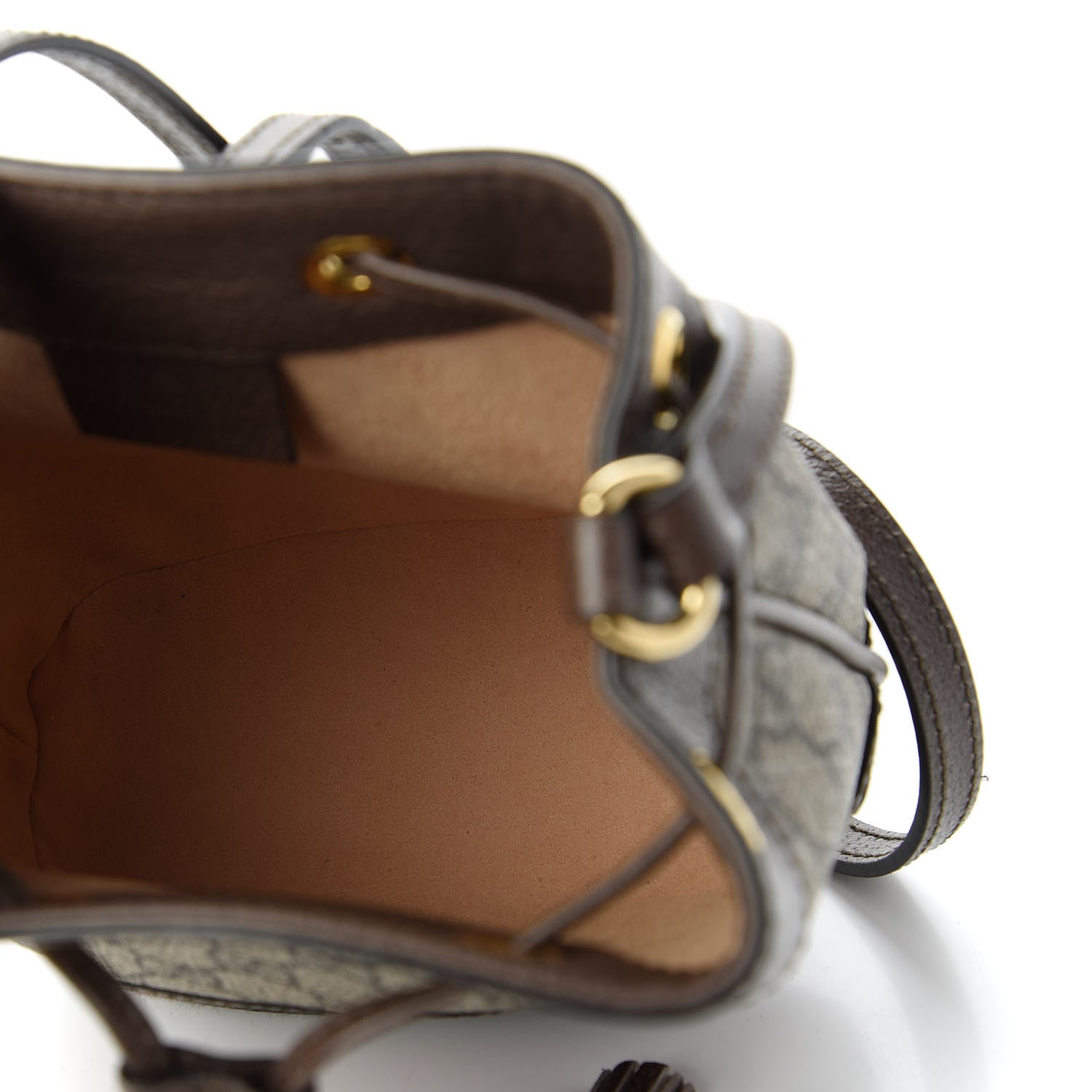 Gucci GG Supreme Monogram Web Mini Ophidia Bucket Bag Brown 5 of 10