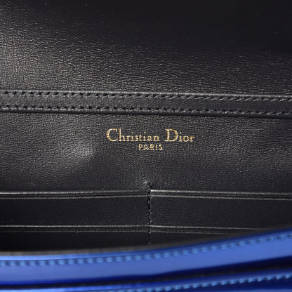 Christian Dior Metallic Patent Micro-Cannage Diorama Wallet on Chain Pouch Mirror Blue 6 of 6