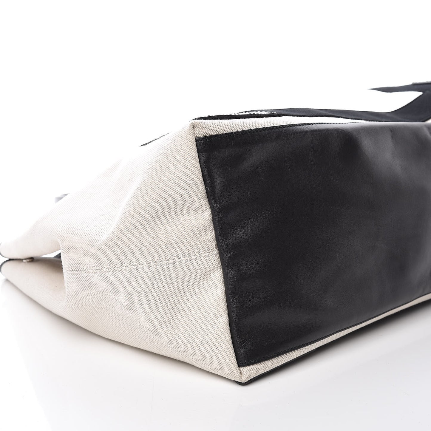 Cotton Canvas Calfskin M Navy Cabas Natural Black