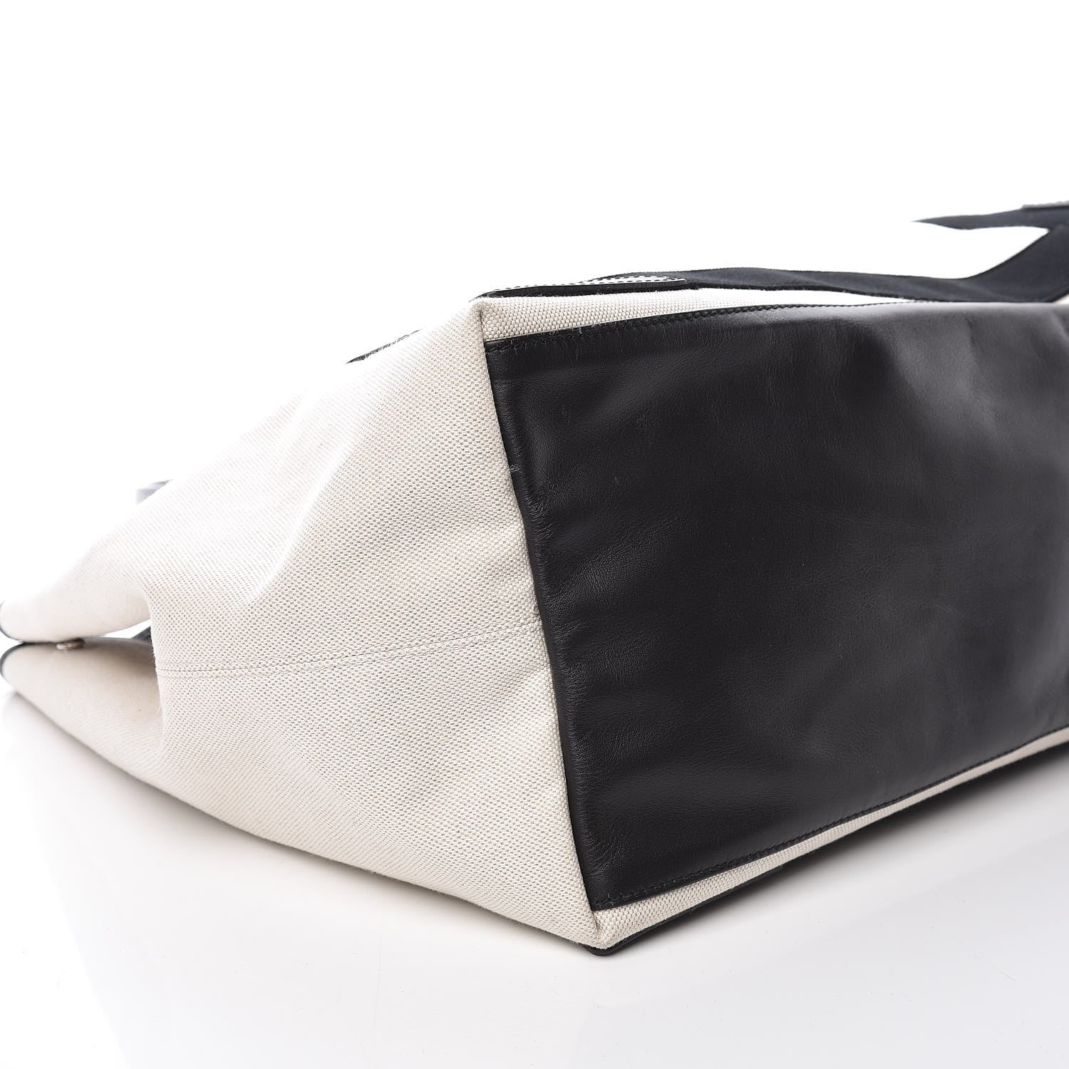 Balenciaga Cotton Canvas Calfskin M Navy Cabas Natural Black 5 of 9