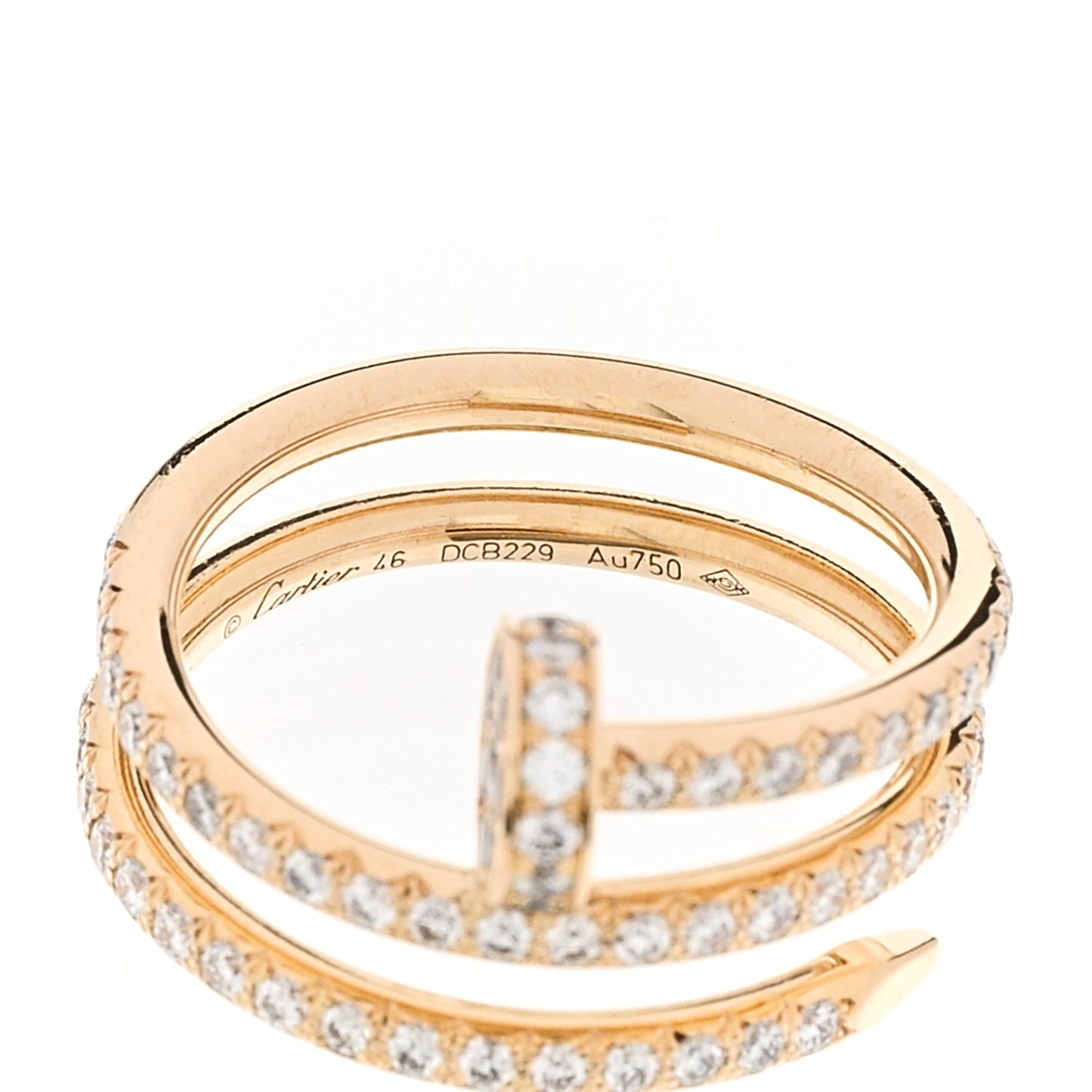 18K Yellow Gold Diamond Double Juste Un Clou Paved Ring 46 3.75