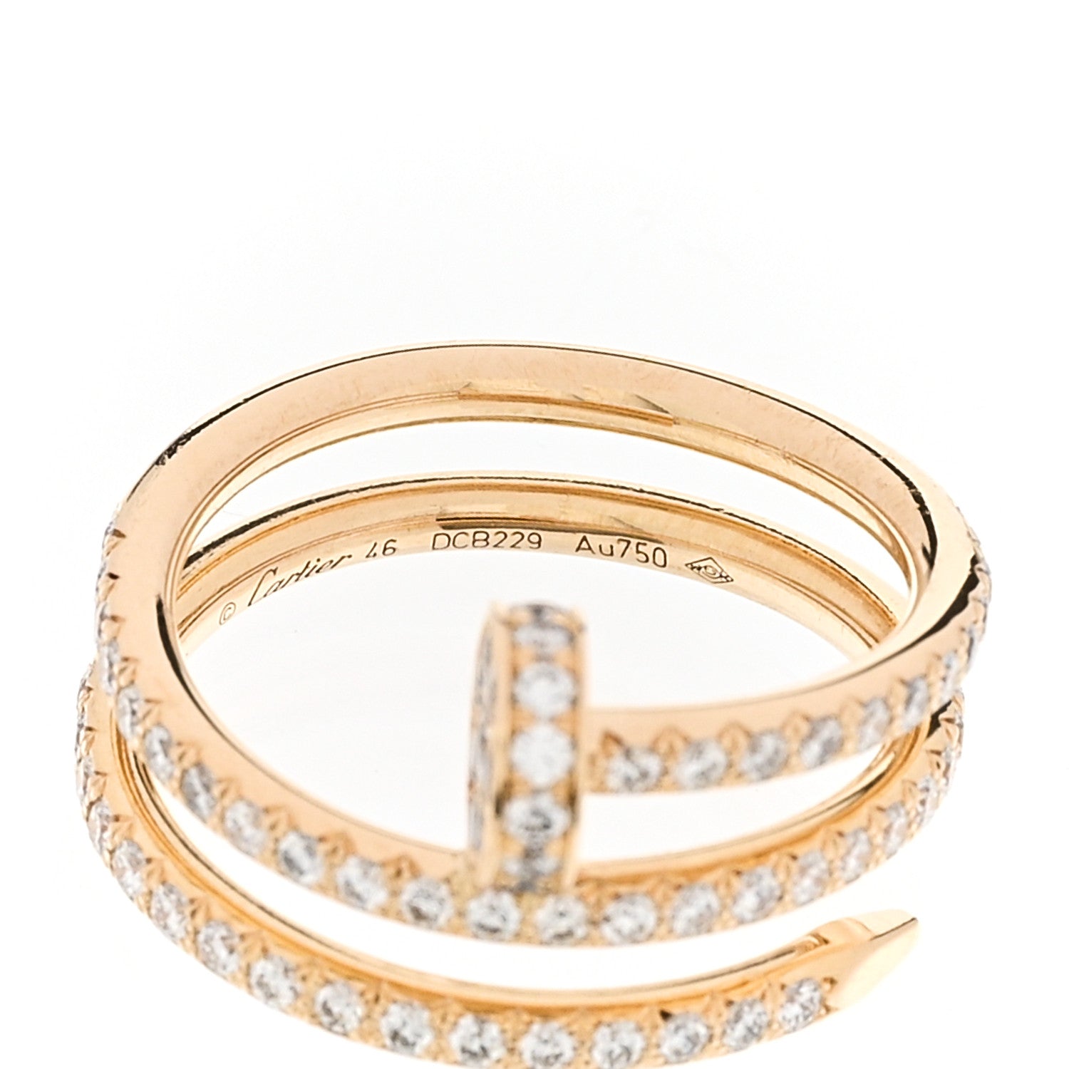 Cartier 18K Yellow Gold Diamond Double Juste Un Clou Paved Ring 46 3.75 4 of 5