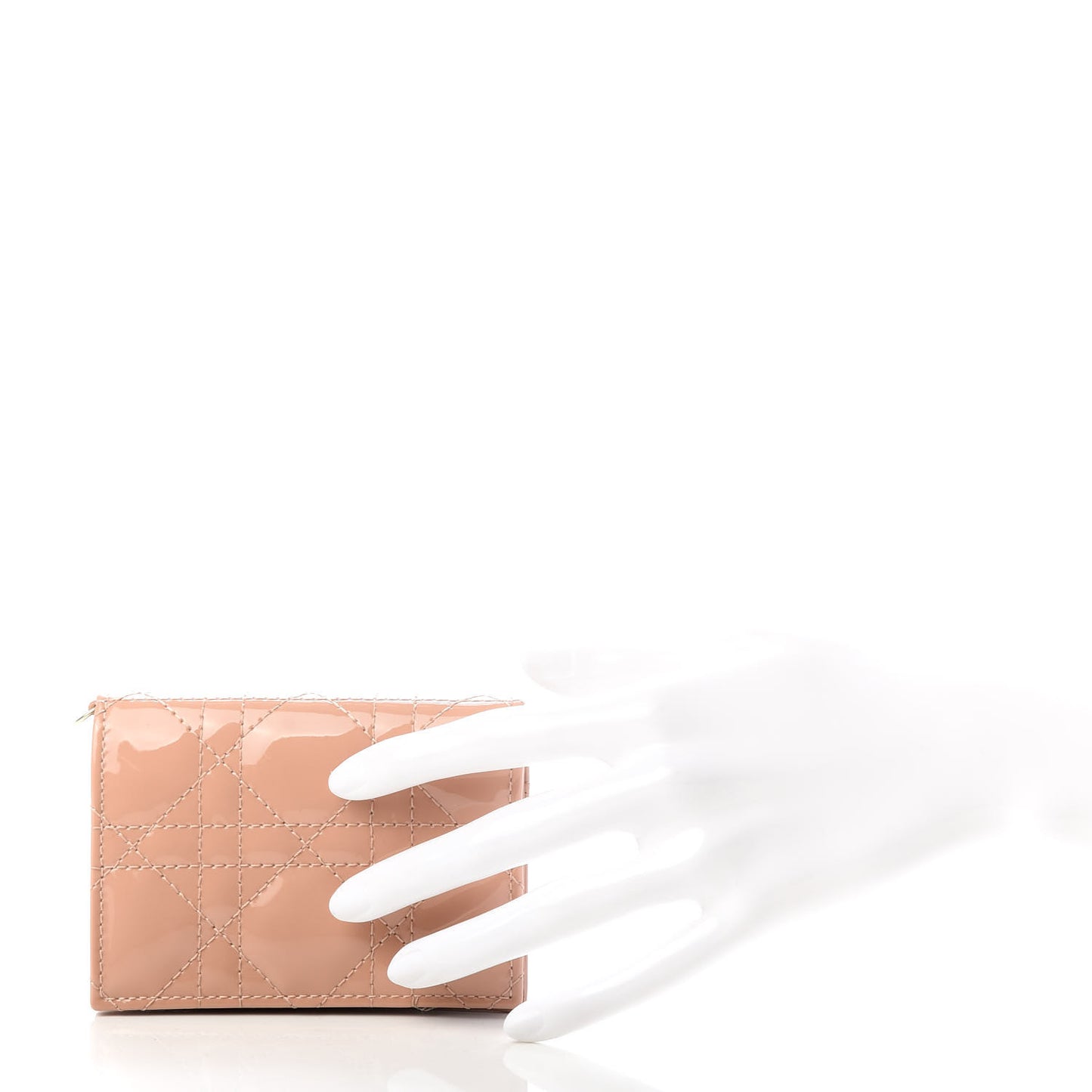 Patent Cannage Small Lady Dior Flap Card Holder Rose De Vents