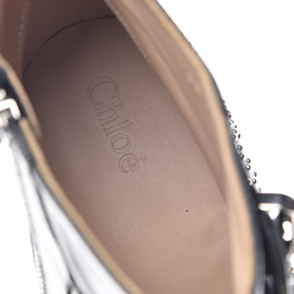Chloe Nappa Sheepskin Studded Susanna Ankle Boots 36.5 Black Silver 7 of 8