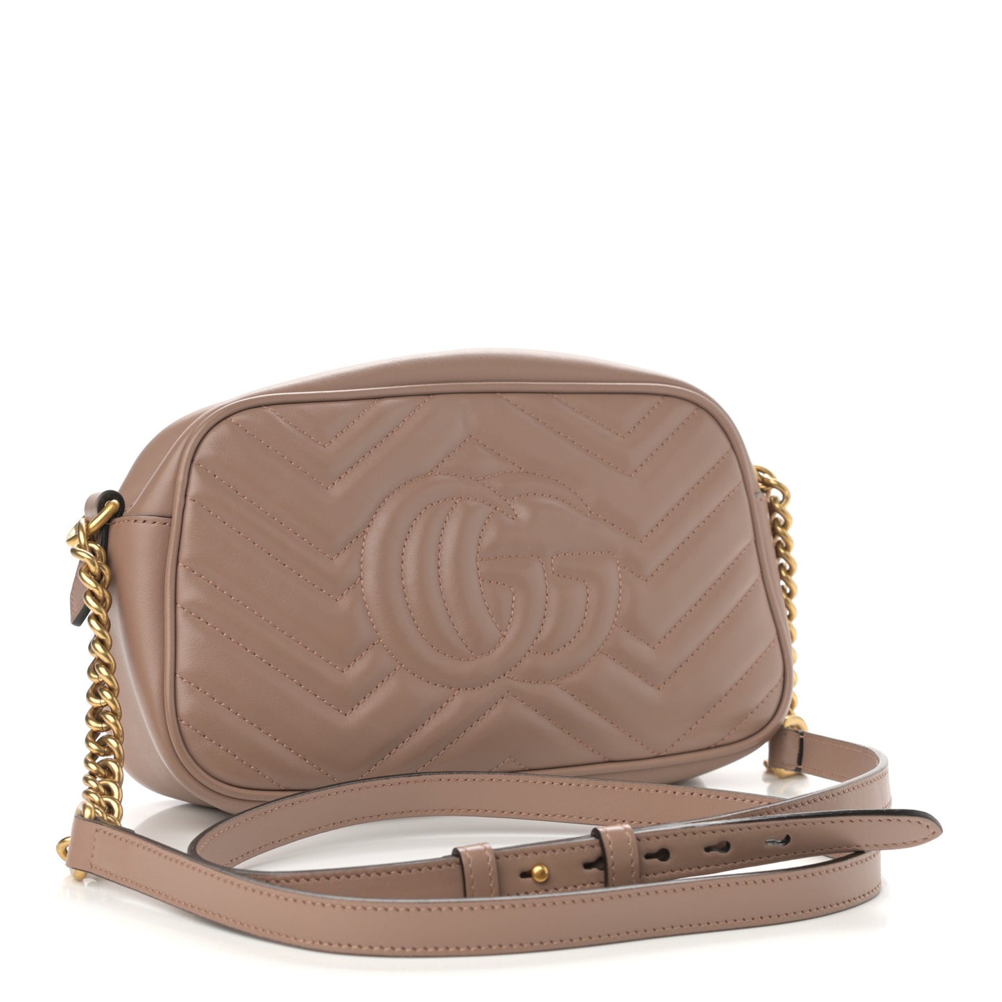 Calfskin Matelasse Small GG Marmont Chain Shoulder Bag Porcelain Rose