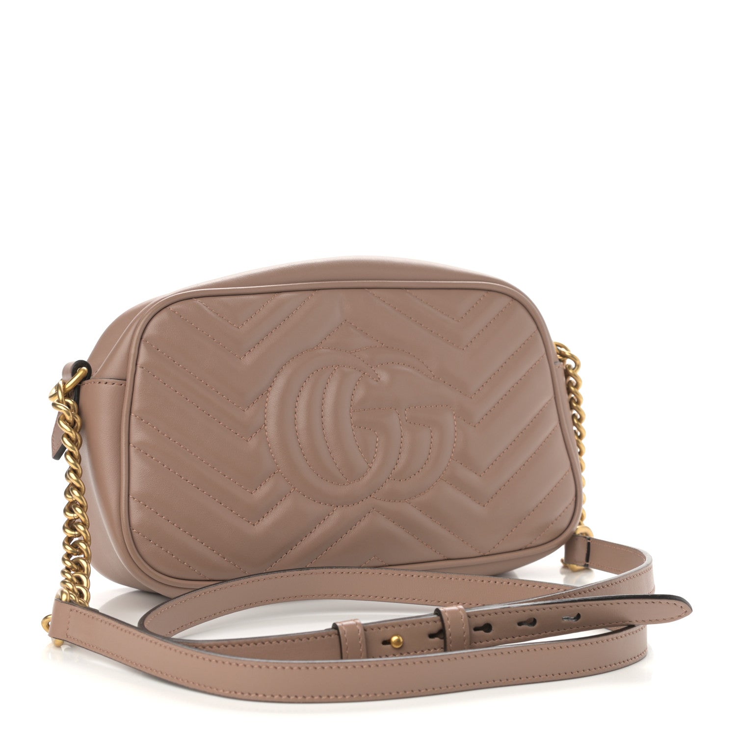 Gucci Calfskin Matelasse Small GG Marmont Chain Shoulder Bag Porcelain Rose 3 of 11