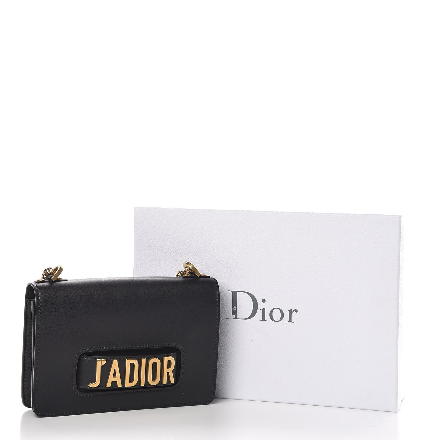 Calfskin J'Adior Chain Flap Bag Black