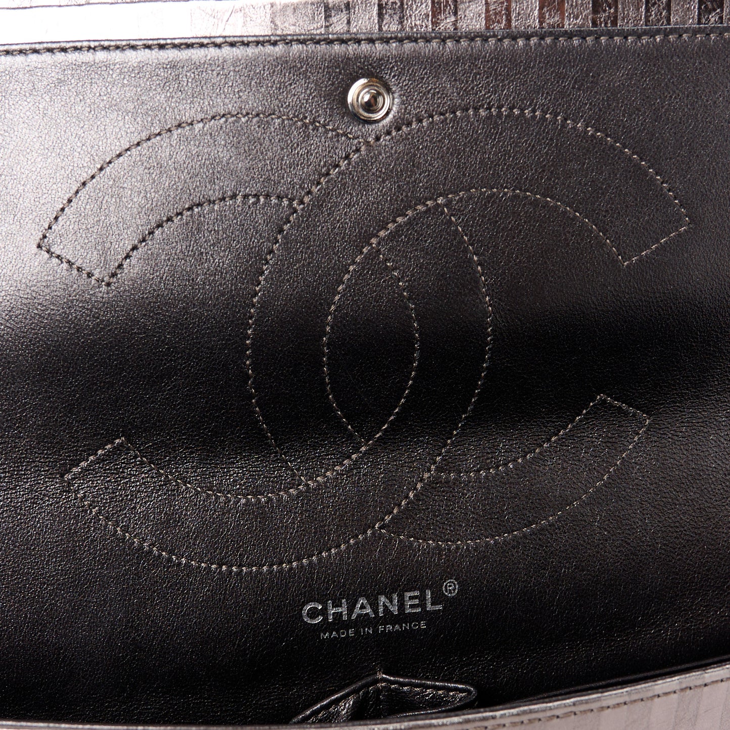 Metallic Calfskin Striped 2.55 Reissue 227 Silver