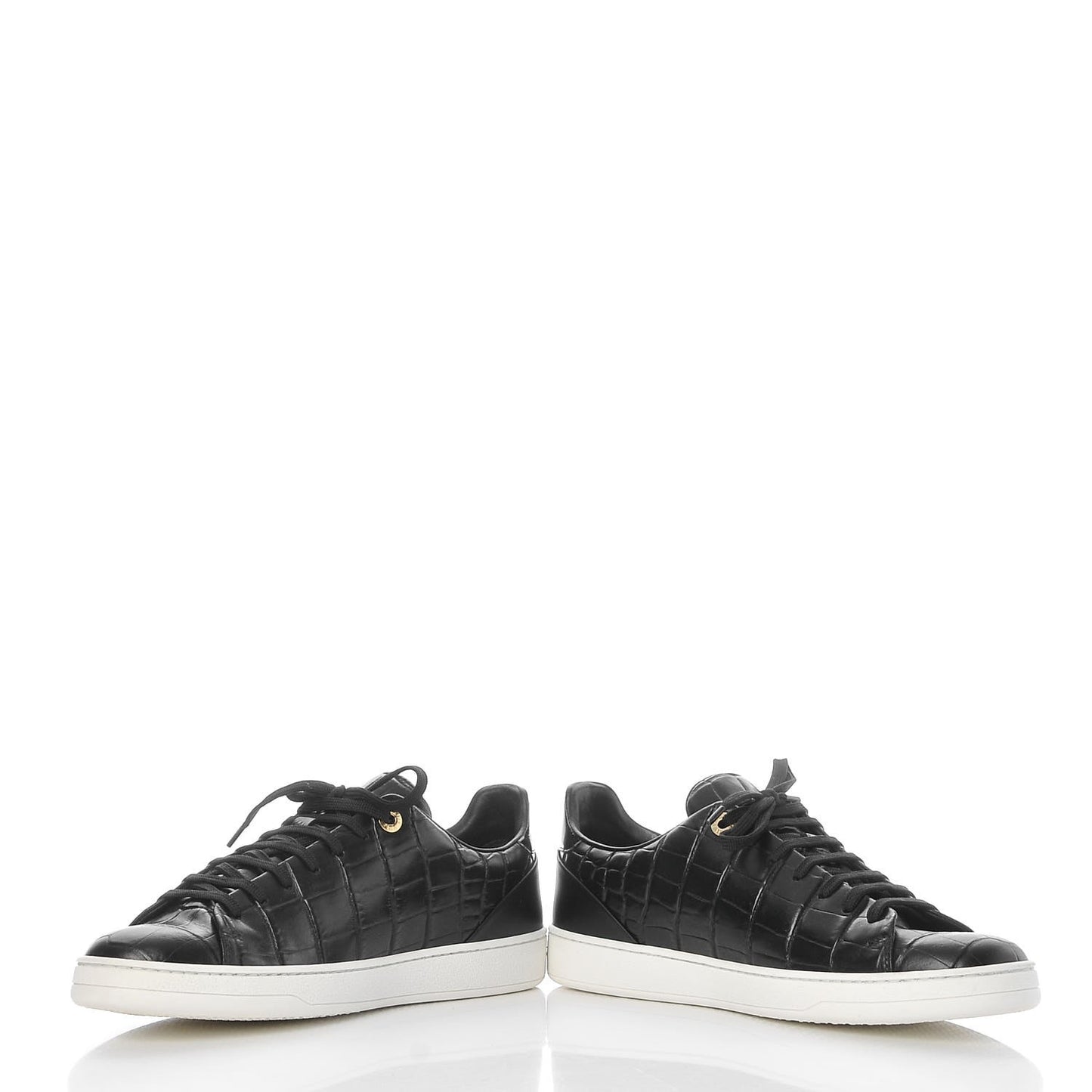 Calfskin Crocodile Embossed Frontrow Sneakers 39.5 Black