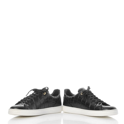 Louis Vuitton Calfskin Crocodile Embossed Frontrow Sneakers 39.5 Black 5 of 11