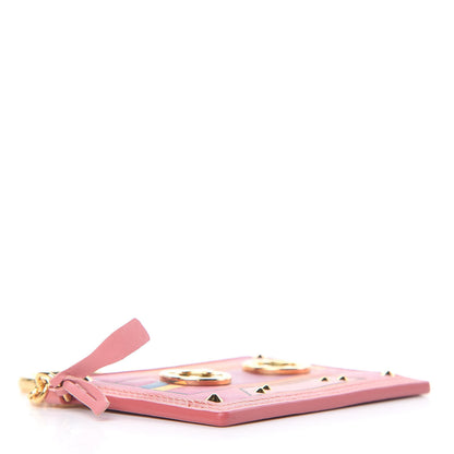 MCM Calfskin Cassette Key Ring Card Holder Pink 4 of 7