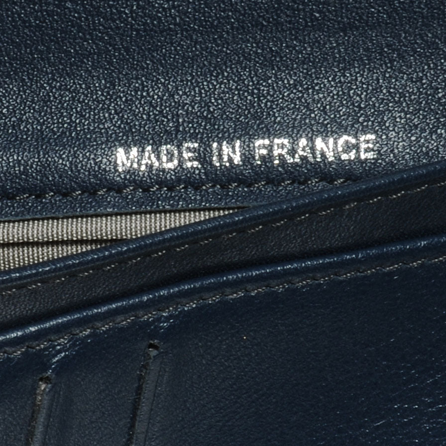 Patent Quilted Compact Zip Wallet Blue