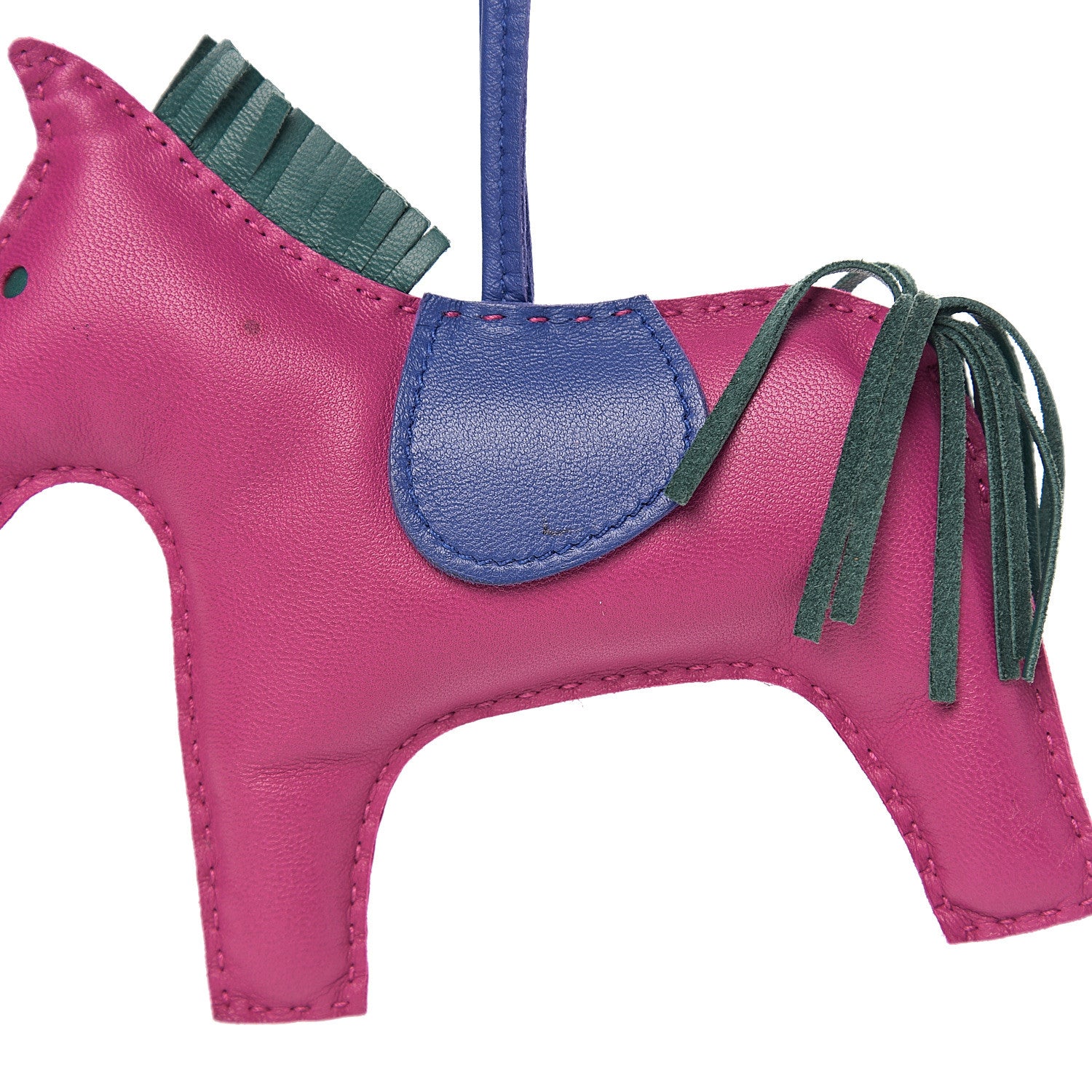 Hermes Milo Lambskin Grigri Rodeo Bag Charm GM Rose Pourpre Malachite Bleu Electrique 5 of 5