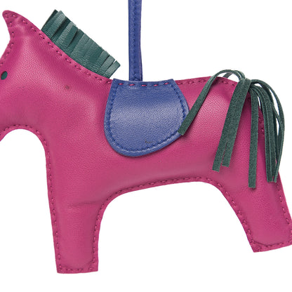 Hermes Milo Lambskin Grigri Rodeo Bag Charm GM Rose Pourpre Malachite Bleu Electrique 5 of 5