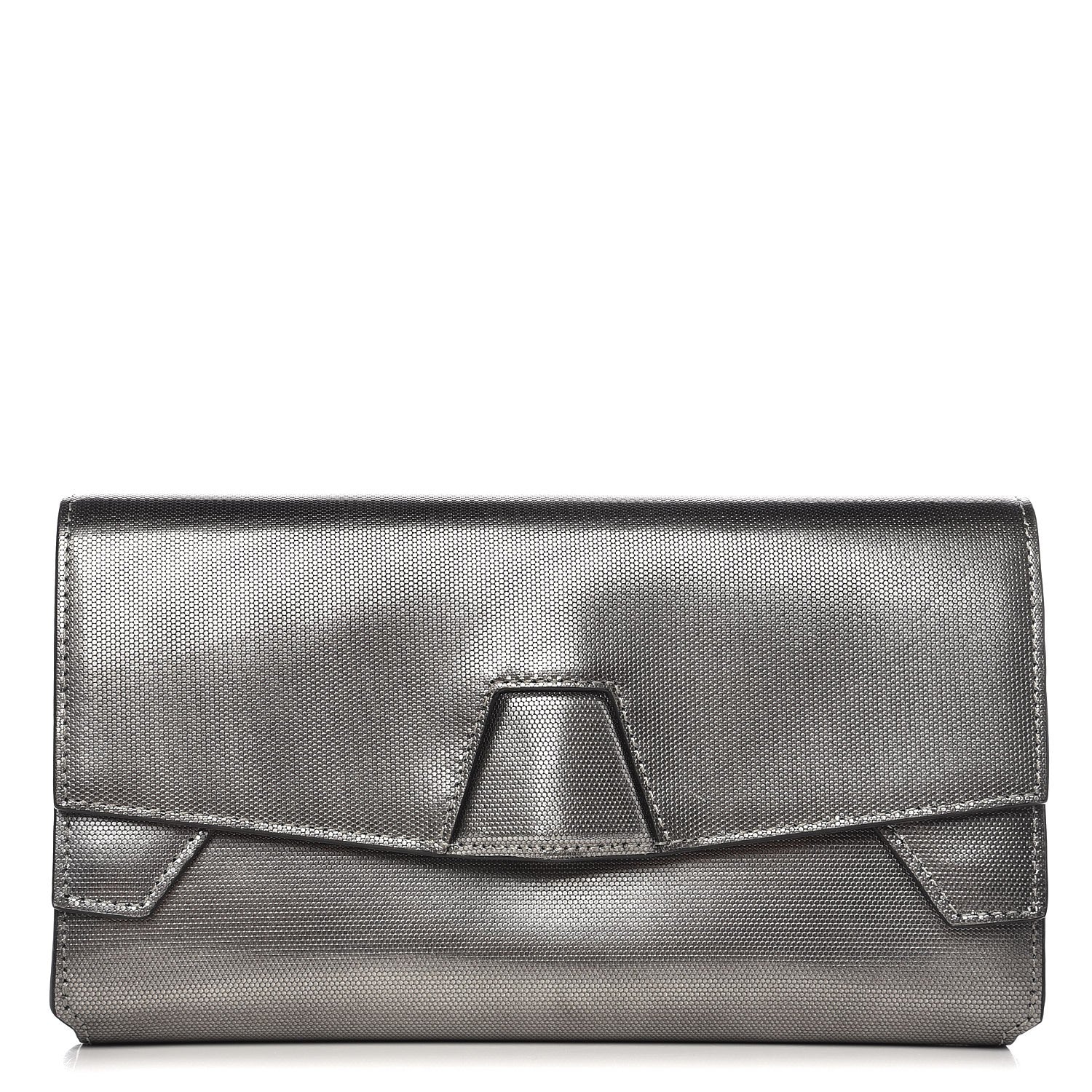 Alexander Wang Metallic Calfskin Lydia Fold Over Clutch Bag Gunmetal 1 of 7