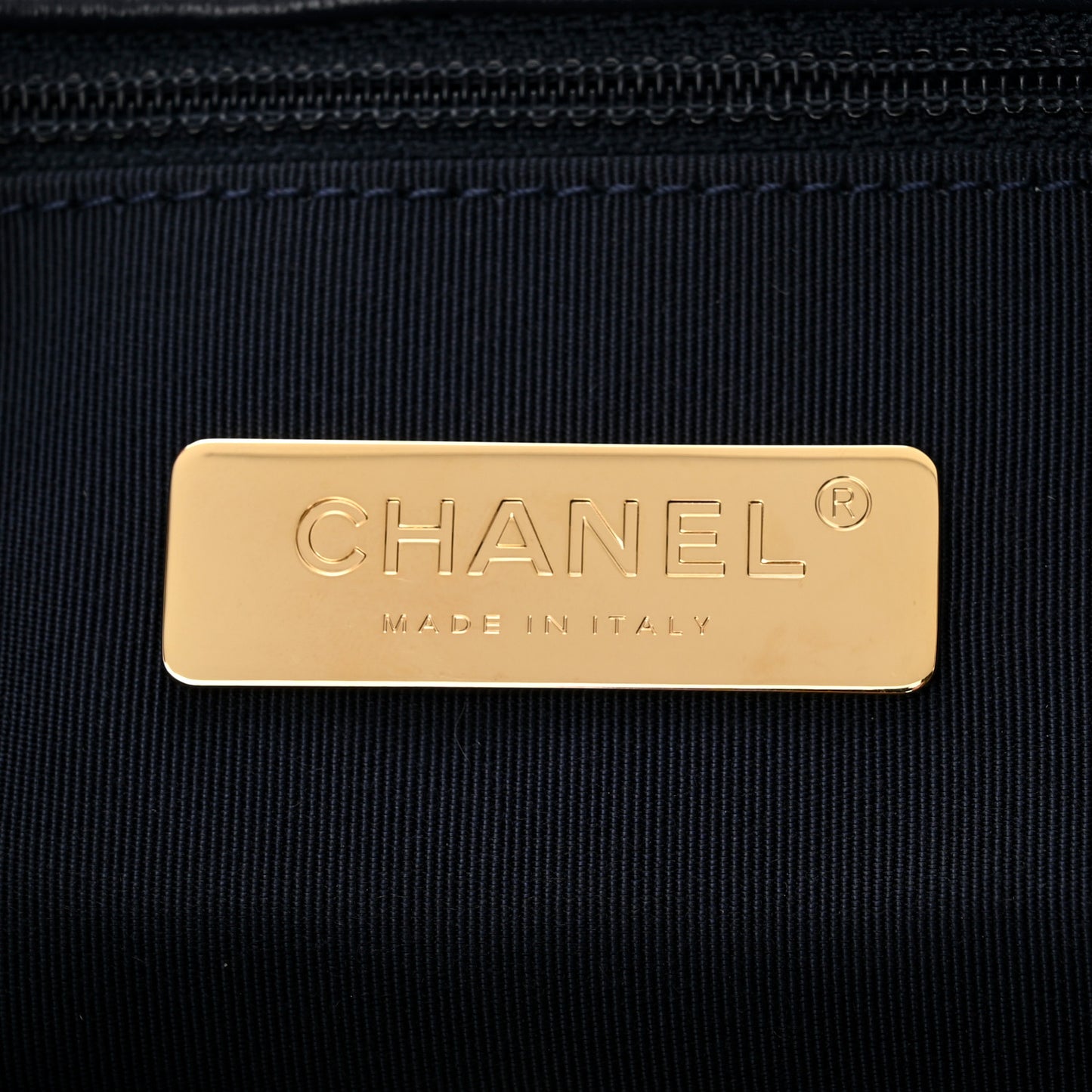 Lambskin Quilted Large Chanel 19 Flap Navy Blue