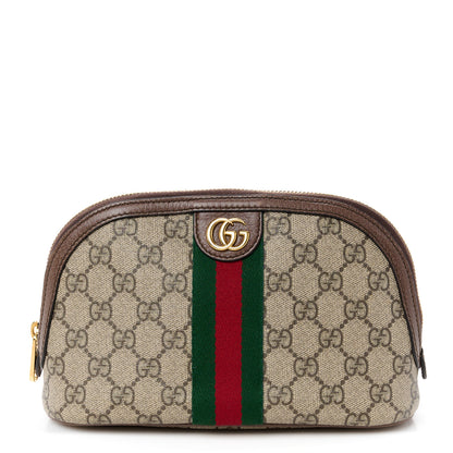 Gucci GG Supreme Monogram Textured Calfskin Web Large Ophidia Cosmetic Case Beige Ebony New Acero 1 of 11
