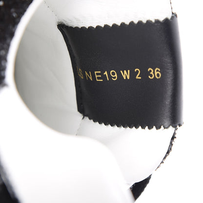 Valentino Garavani Calfskin Glitter Flycrew Sneakers 36 Black 8 of 11