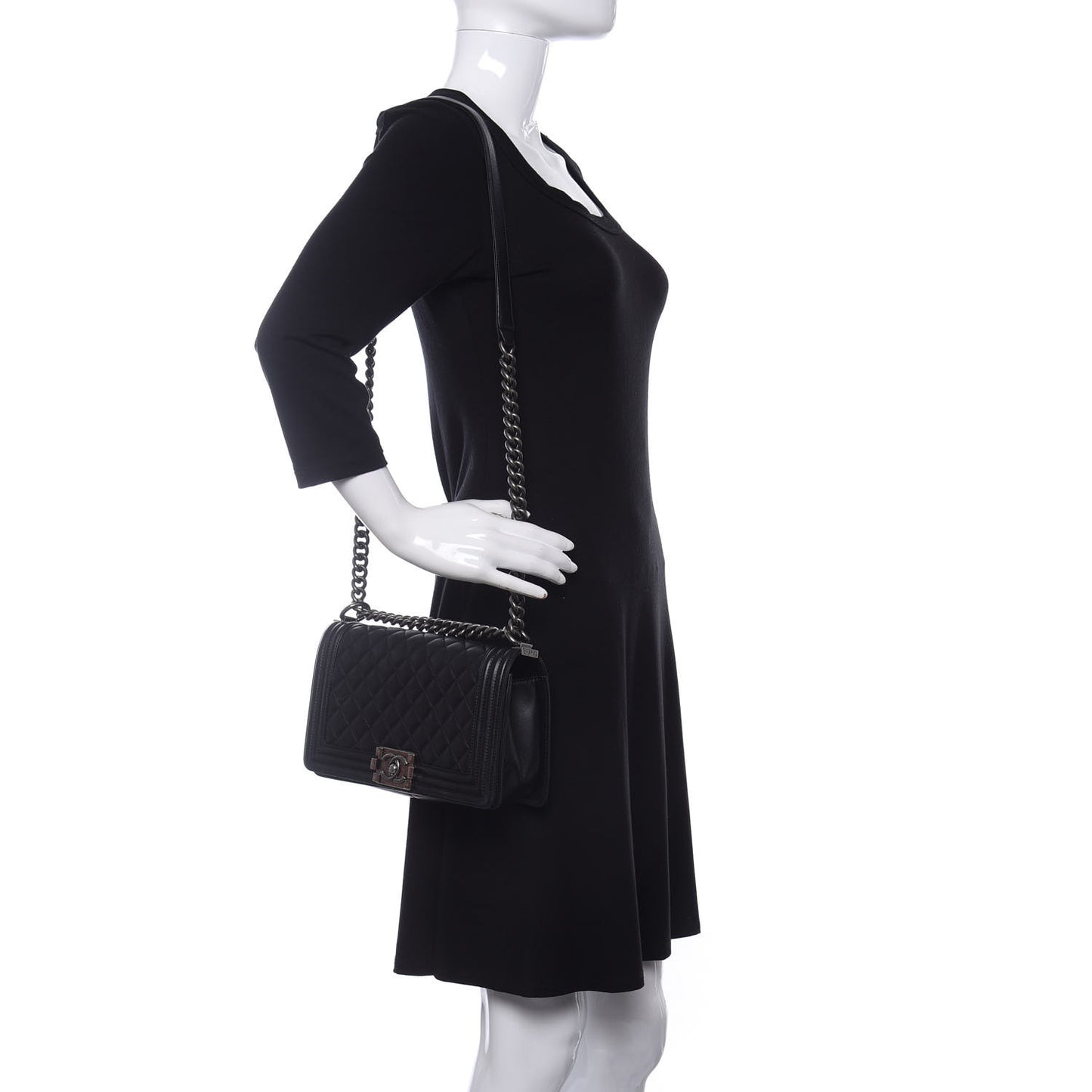 Lambskin Quilted Medium Boy Flap Black
