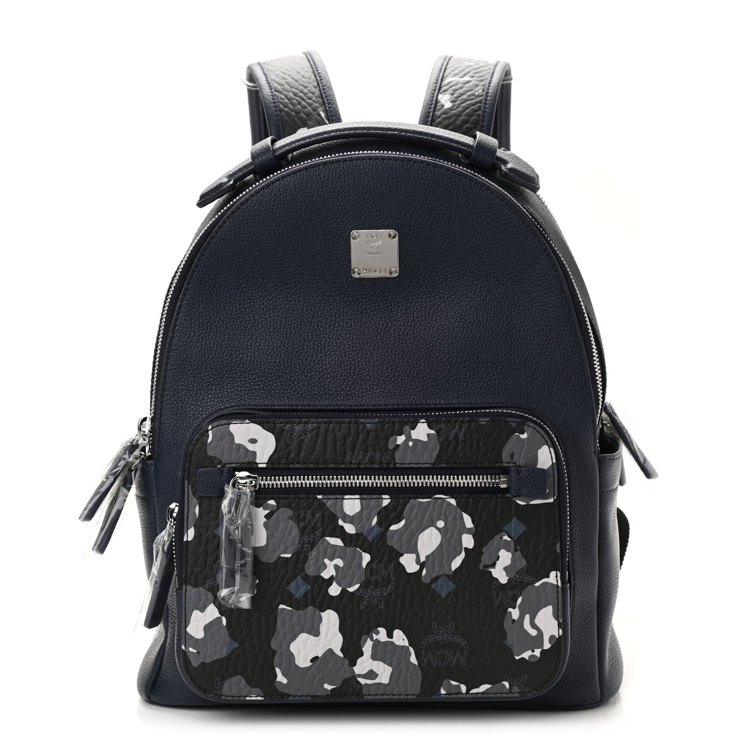 MCM Calfskin Visetos Floral Leopard Klassik Small Stark Backpack Blue Black 1 of 8