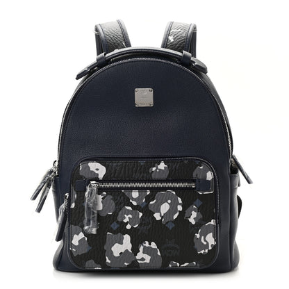 MCM Calfskin Visetos Floral Leopard Klassik Small Stark Backpack Blue Black 1 of 8