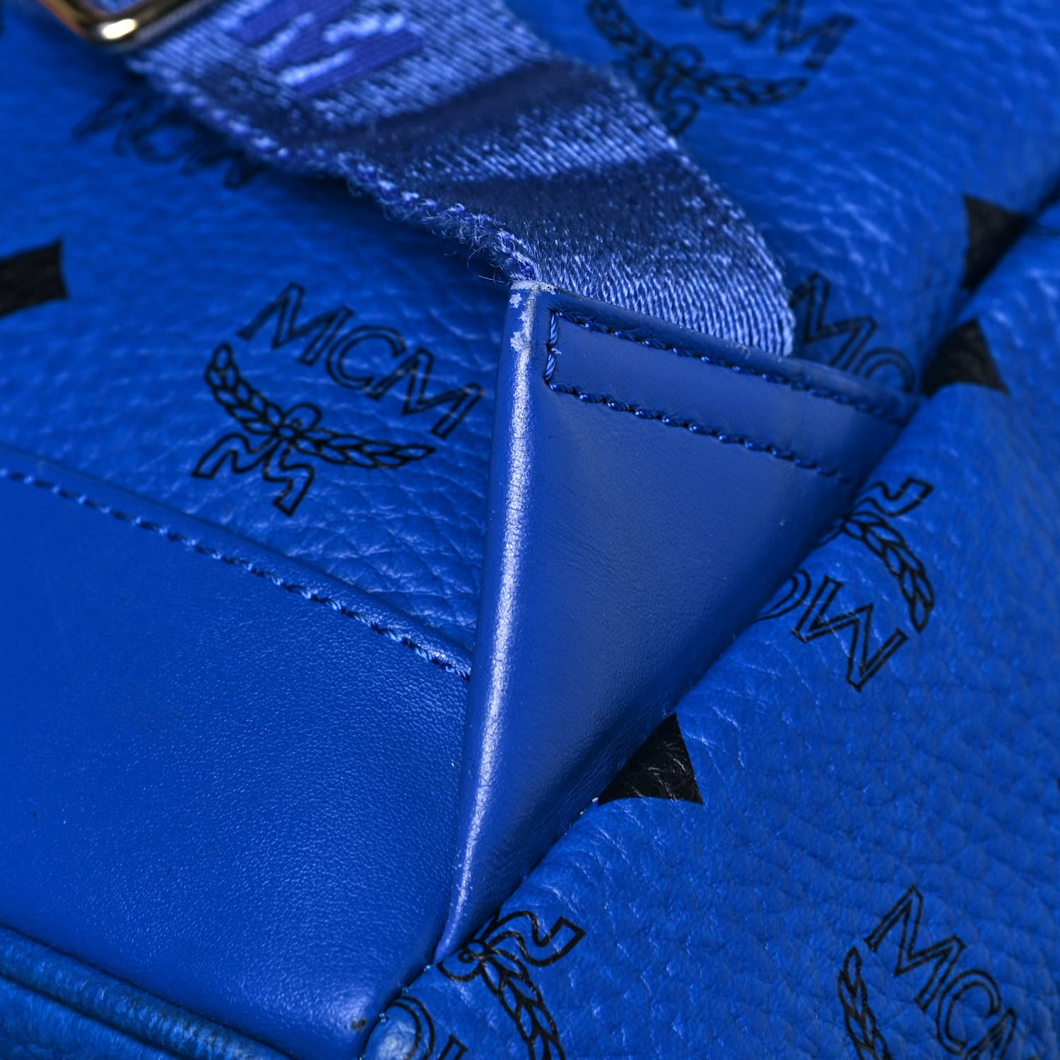 MCM Visetos Studded Medium Stark M Logo Collection Backpack Blue 12 of 12