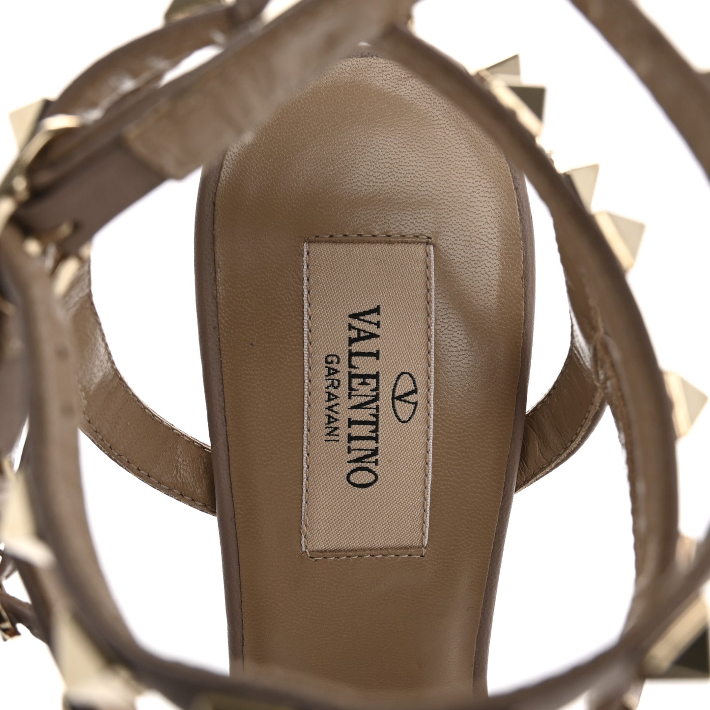 Calfskin Nappa Rockstud Ankle Strap 65mm Pumps 38 Light Stone Poudre