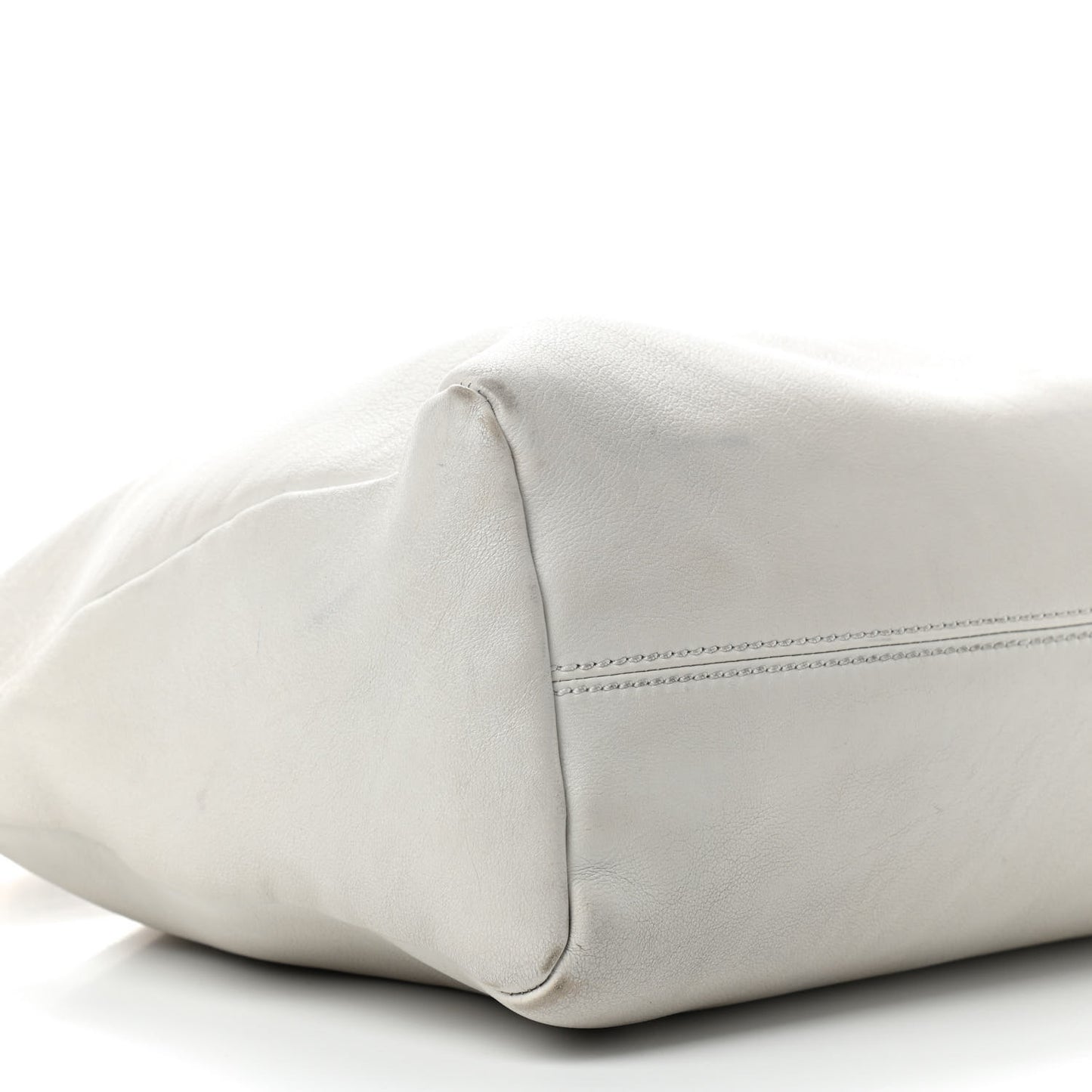Calfskin Zipper Strap Hobo White