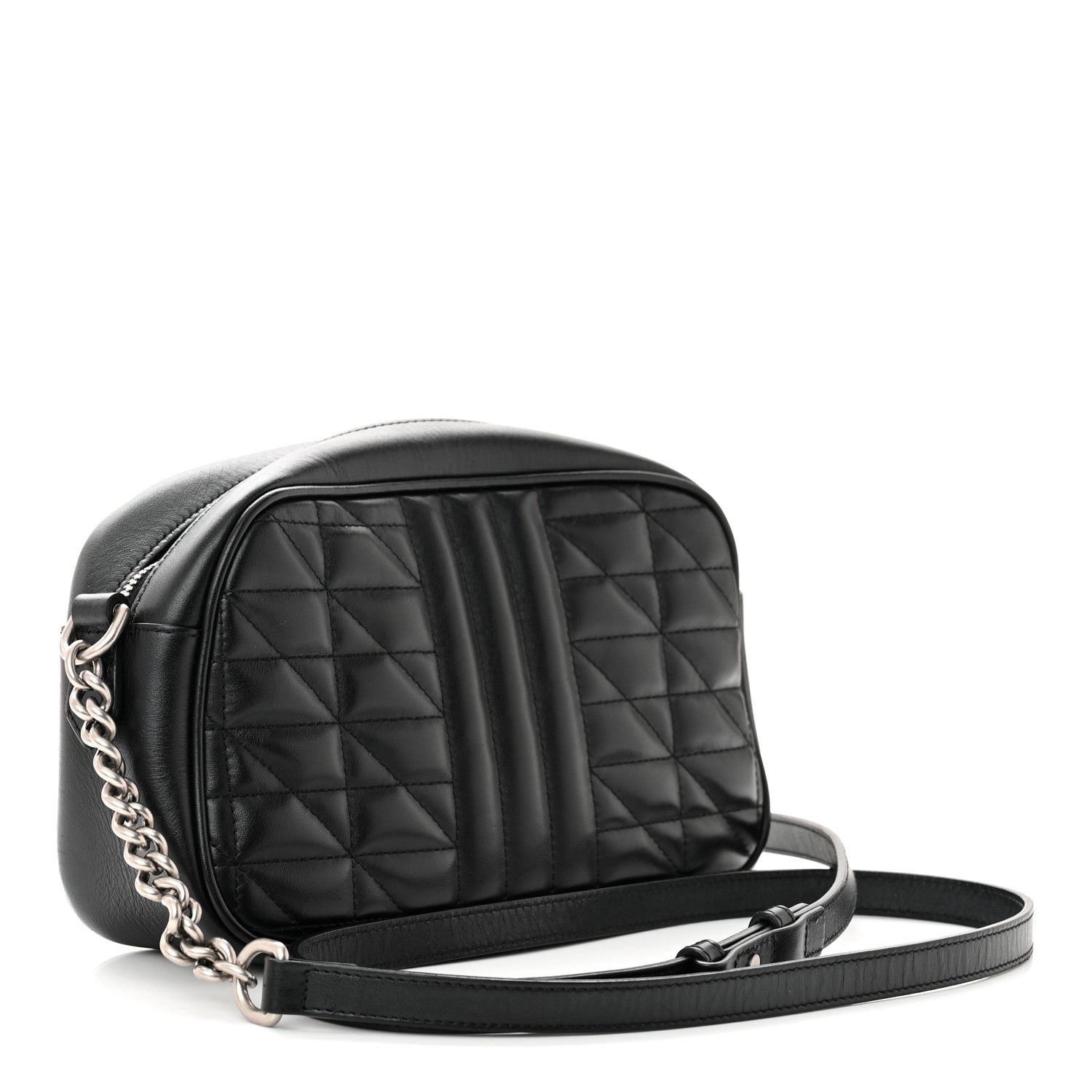 Gucci Calfskin Matelasse Aria Small GG Marmont Chain Shoulder Bag Black 2 of 9