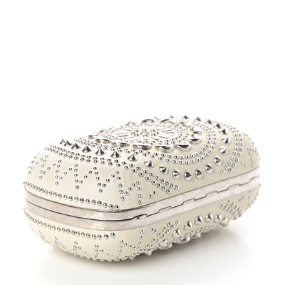 Alexander McQueen Nappa Studded Crochet Skull Box Clutch Ivory 3 of 7