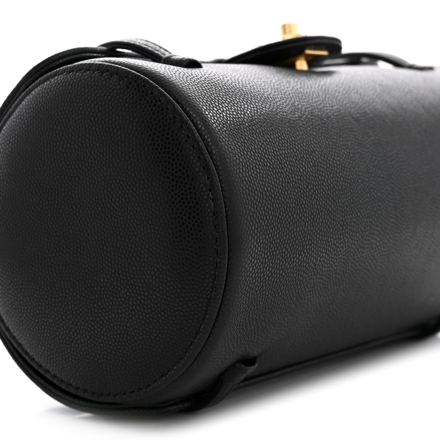 Shiny Caviar Preppy Coco Small Bowling Bag Black