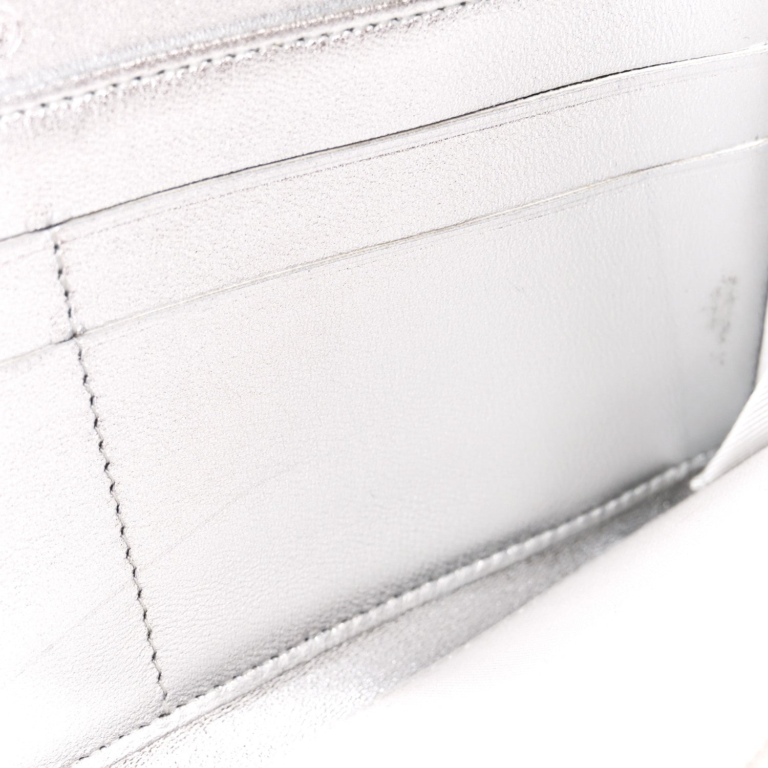 Chanel Metallic Lambskin Quilted Large Gusset Zip Around Wallet Silver 11 of 11